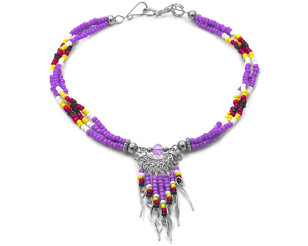 Native Inspired Agate Beaded Multi Strand Anklet