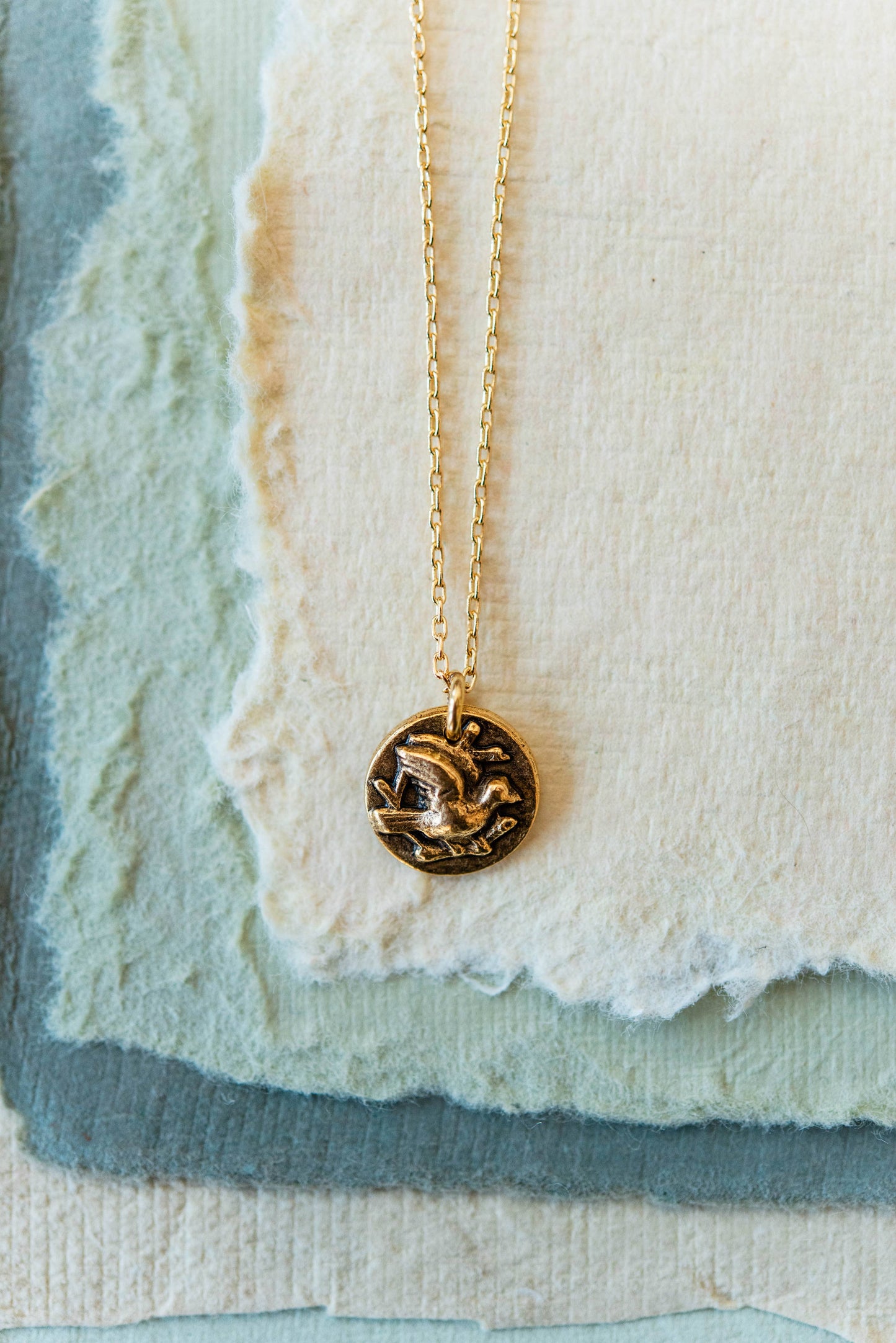 Bitty Button Charm Necklace | Bird Necklace