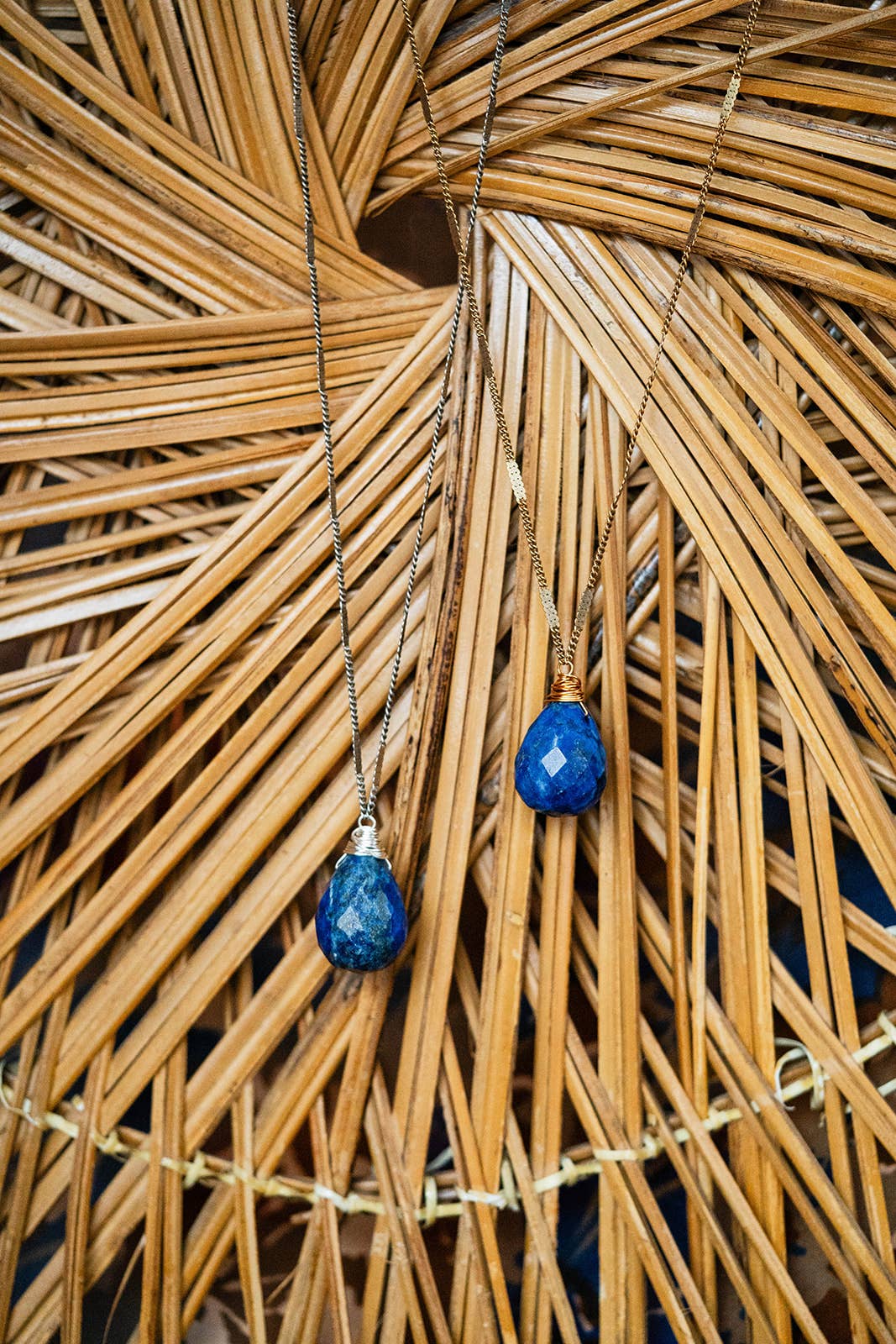 Zara Natural Stone Drop Necklace | Lapis