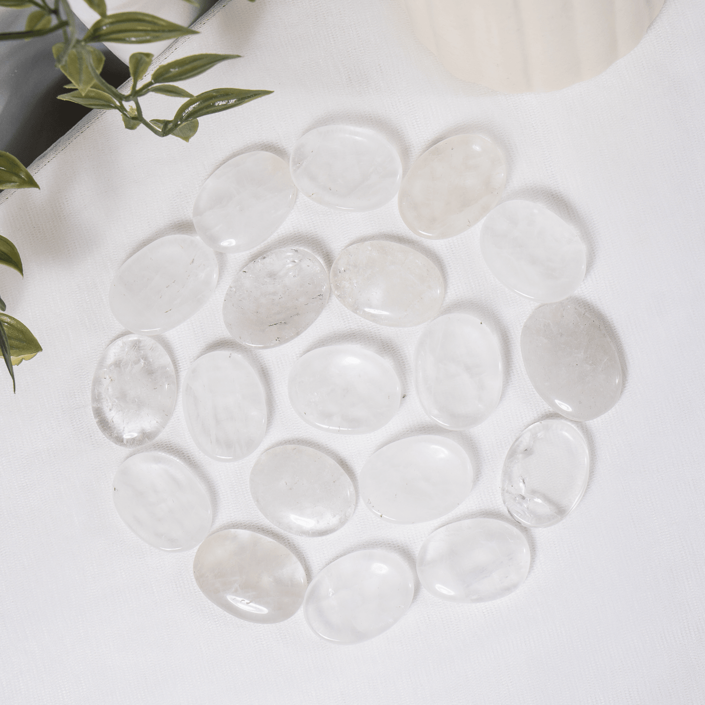 Lot of 20Pcs Clear Quartz Worry Stone(Thumb Indent Crystals)