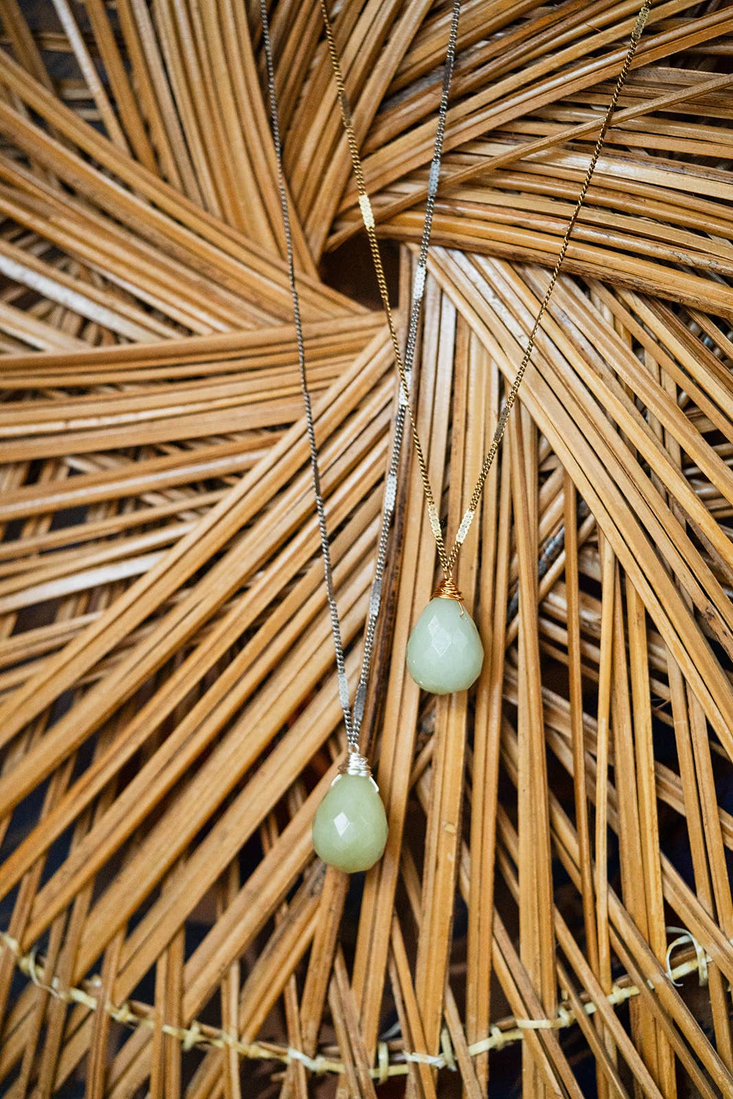 Zara Natural Stone Drop Necklace | New Jade