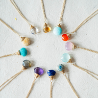 Pantone Necklace - Aqua Chalcedony Natural Stone Necklace