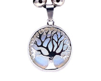 Round Metal Tree of Life Stone Pendant Adjustable Necklace