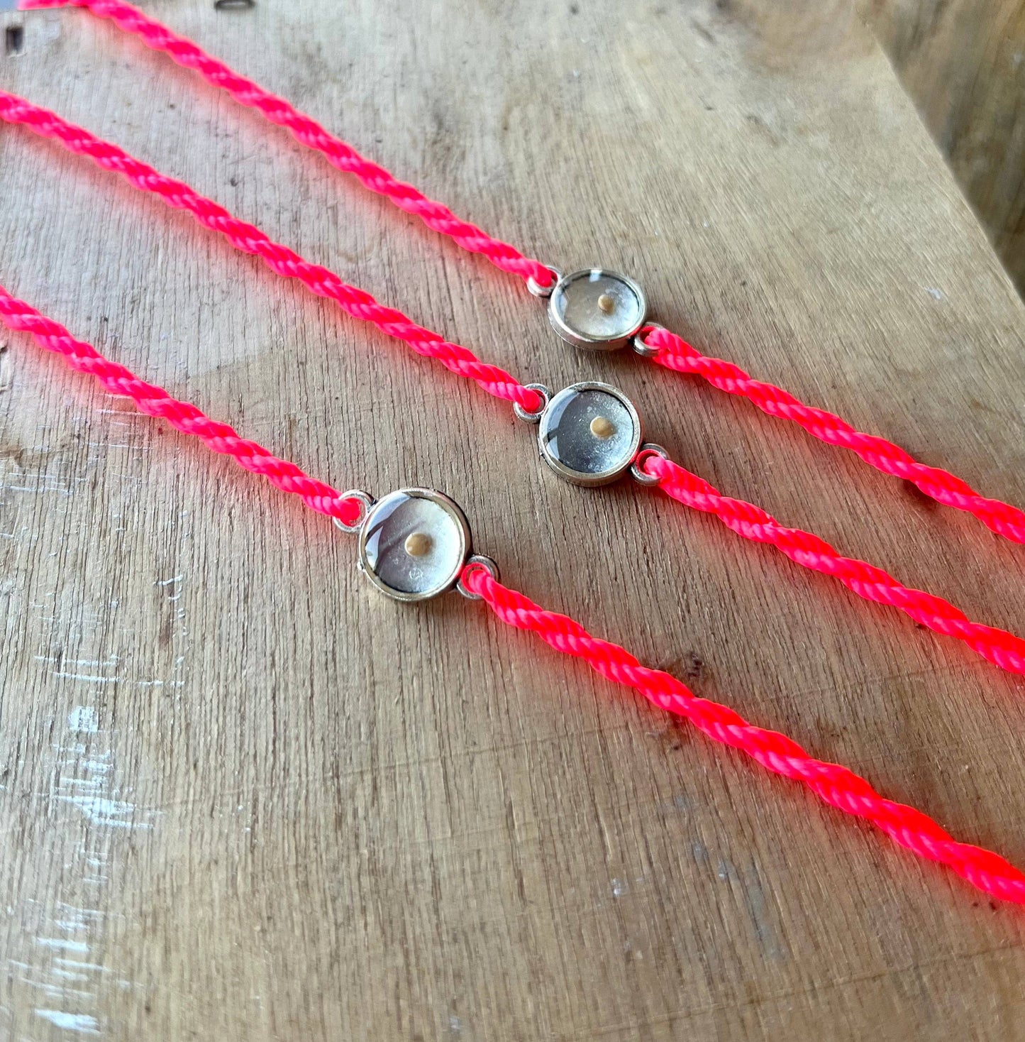 Fluorescent Pink Mustard Seed Faith Tie Bracelet