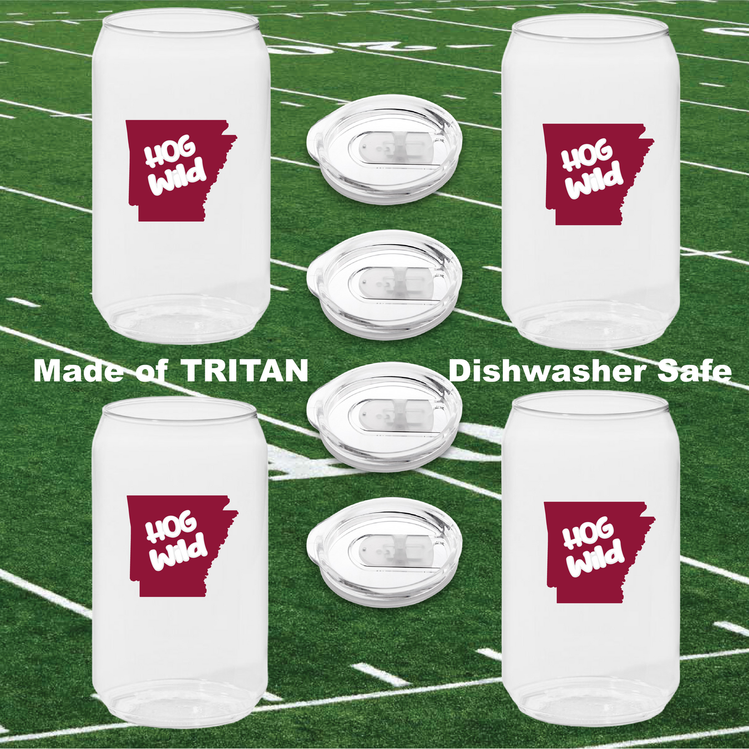 RAZORBACKS Tritan Unbreakable All-Purpose Can Cups and Lids