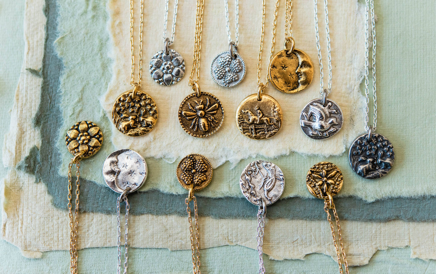 Bitty Button Charm Necklace | Moon and Stars Necklace