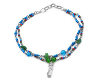 Wire Wrapped Crystal Beaded Metal Anklet