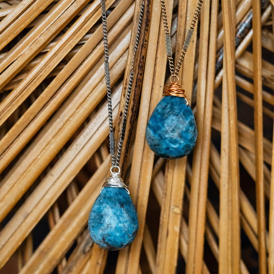 Zara Natural Stone Drop Necklace | Apatite