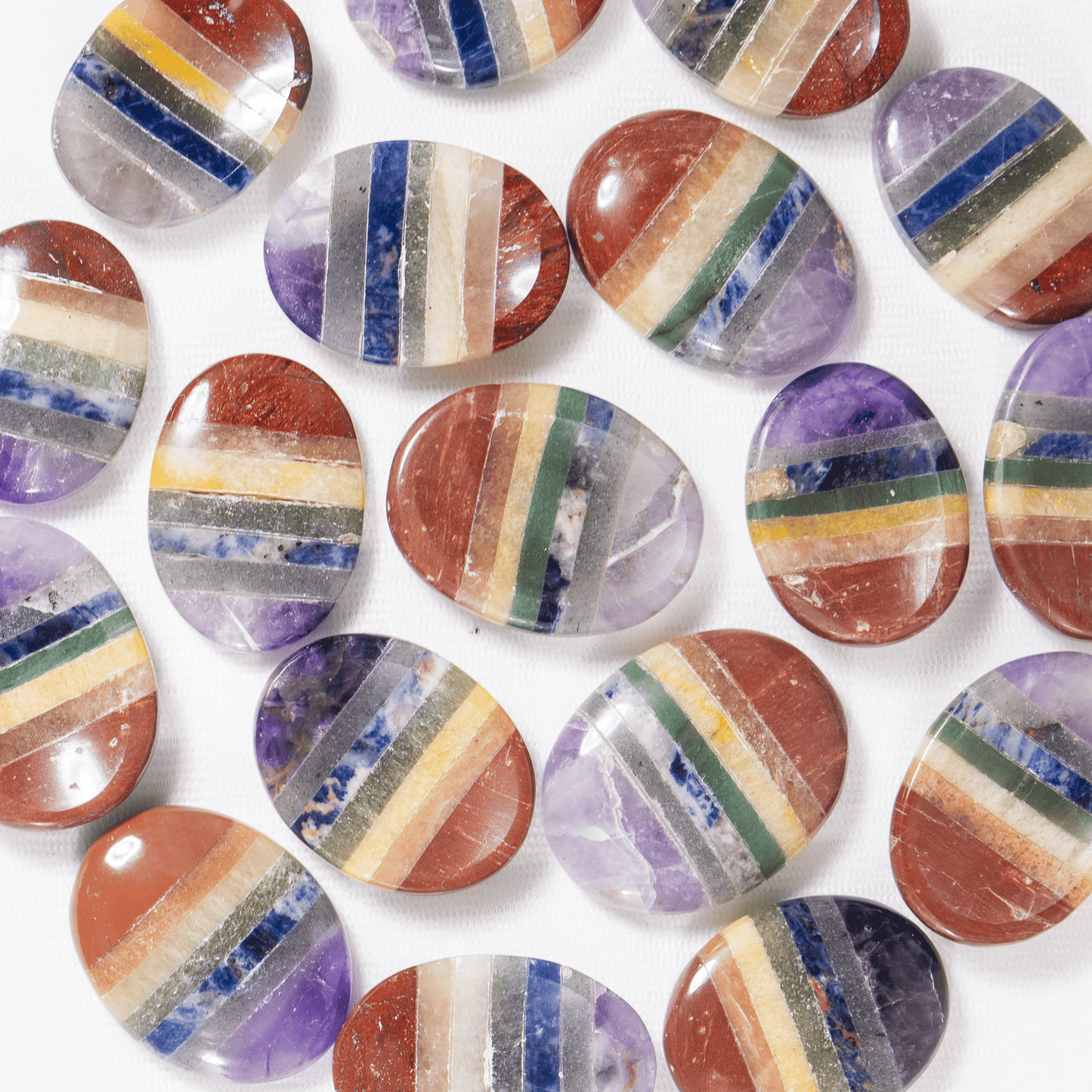 Bonded Chakra Worry Stones, Pocket Crystal, Thumb Stones