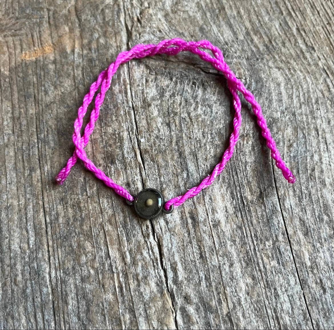 Fuchsia Mustard Seed Faith Tie Bracelet