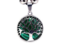 Round Metal Tree of Life Stone Pendant Adjustable Necklace