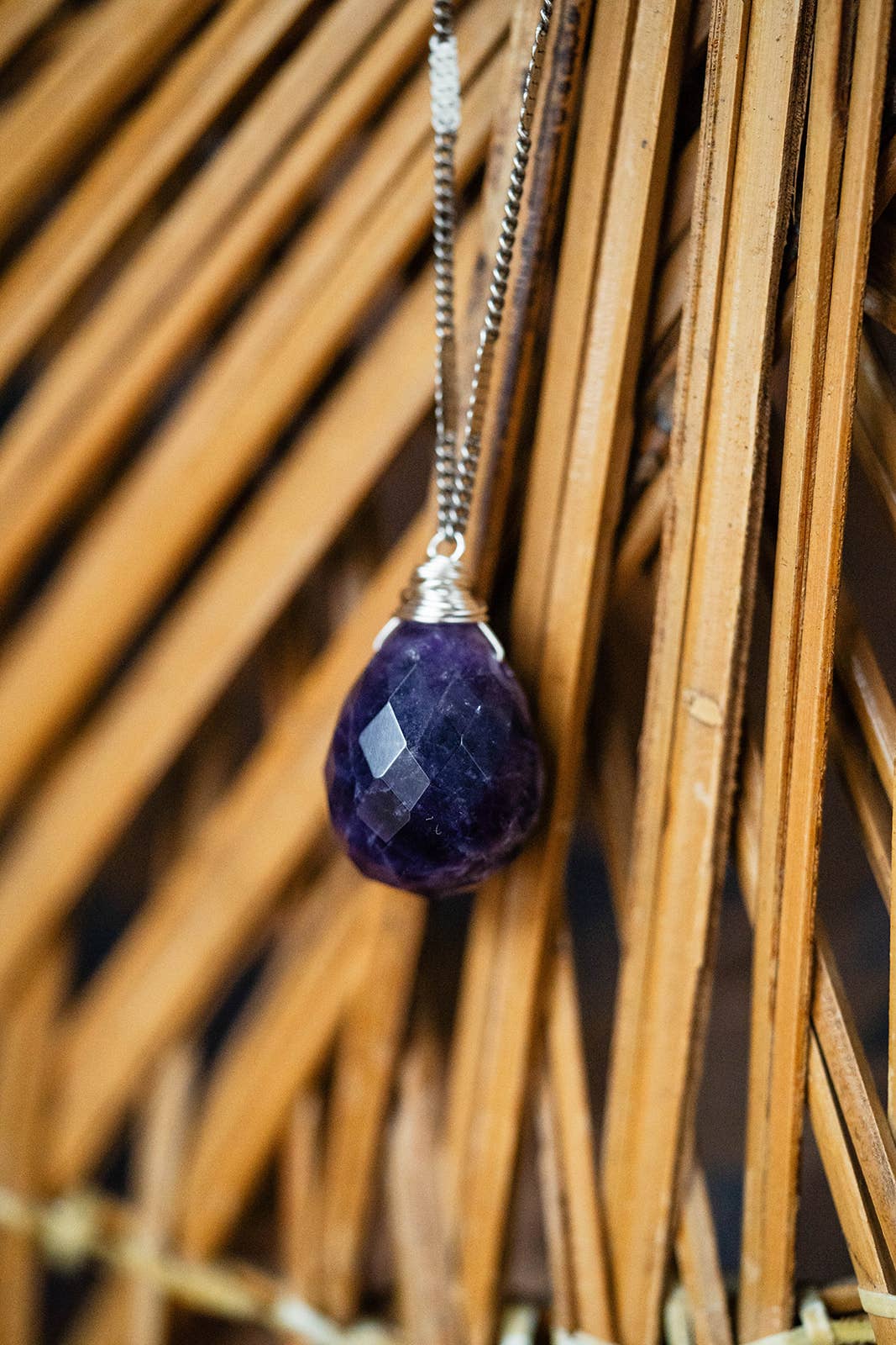 Zara Natural Stone Drop Necklace | Dog Tooth Amethyst