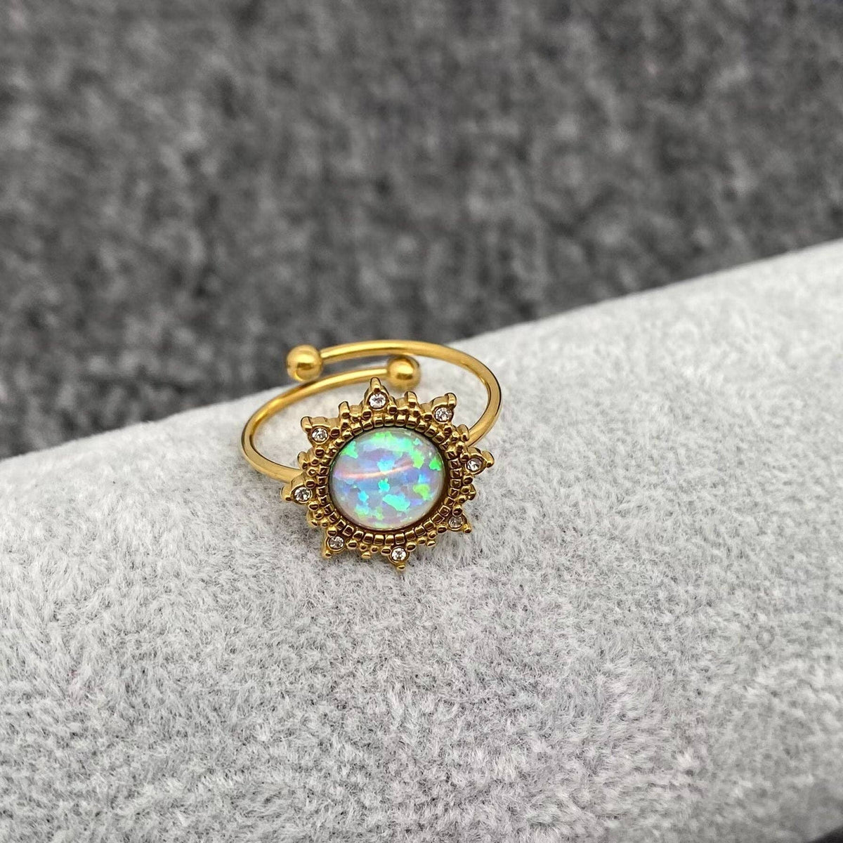 Lucky Opal 18K Gold Plated SS Adjustable Ring - FGS/CS