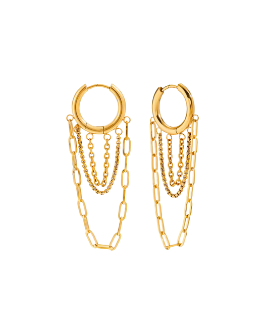 Berlin Chain Huggie Earrings : Hypoallergenic, Water Resistant, & Made in Arkansas