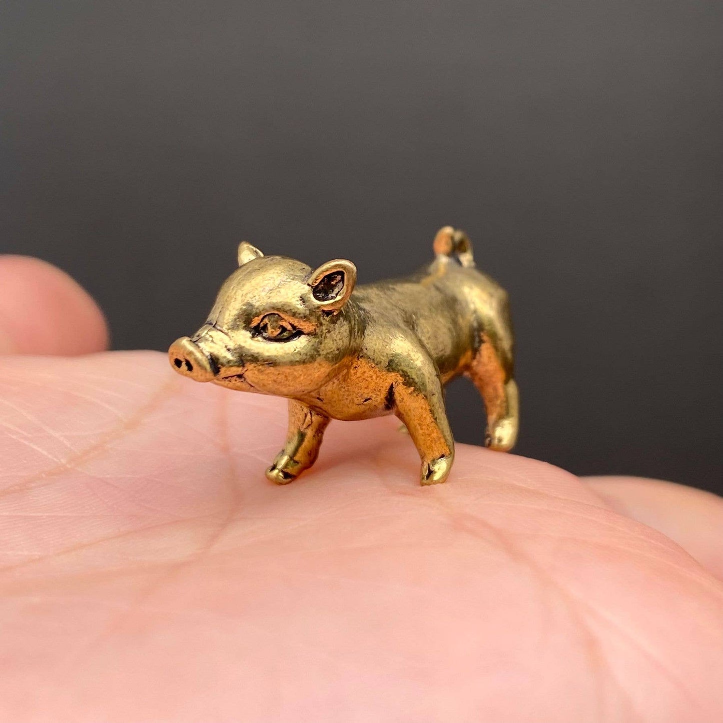 Standing Brass Pig Figurine