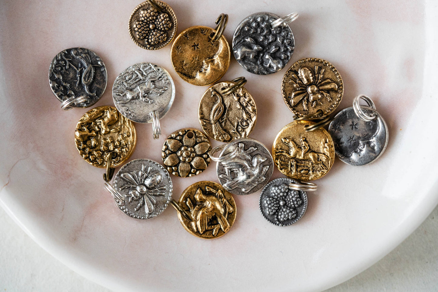 Bitty Button Charm Necklace | Bird Necklace