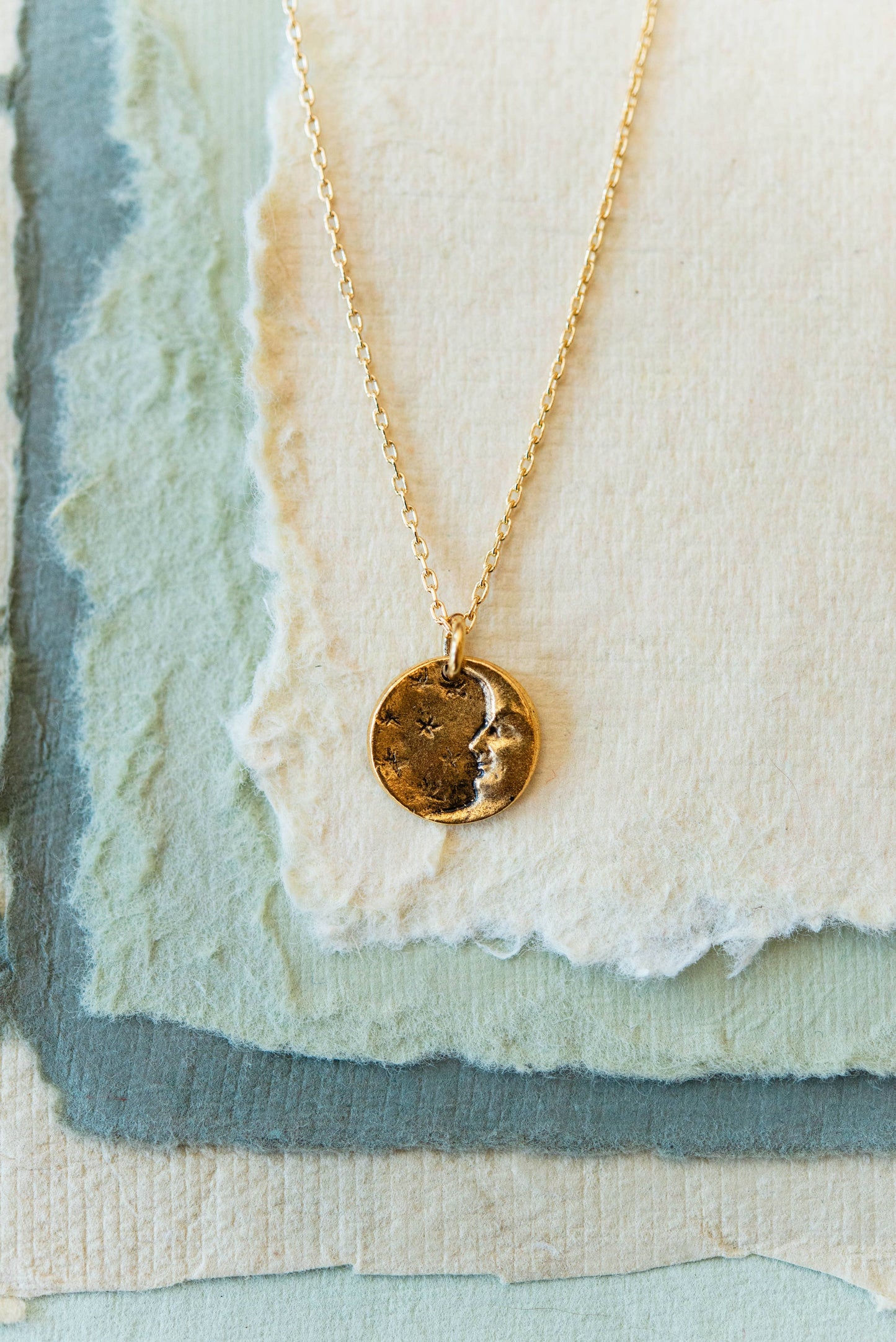 Bitty Button Charm Necklace | Moon and Stars Necklace