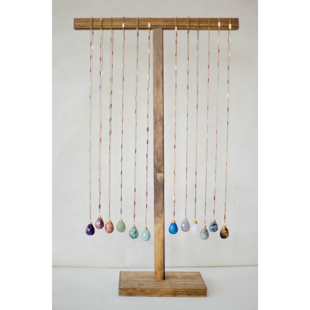 Zara Natural Stone Drop Necklace | Lapis