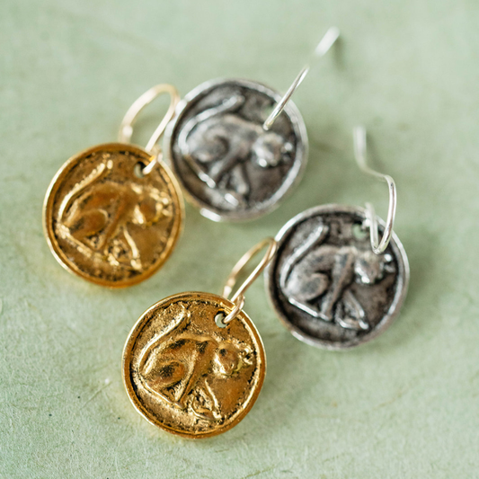Bitty Button Charm Earrings | Cat Earrings