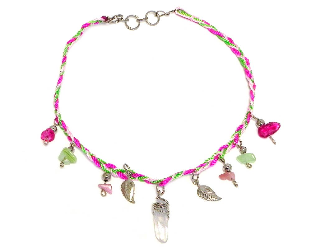 Crystal Chip Stone Macrame Rope Anklet