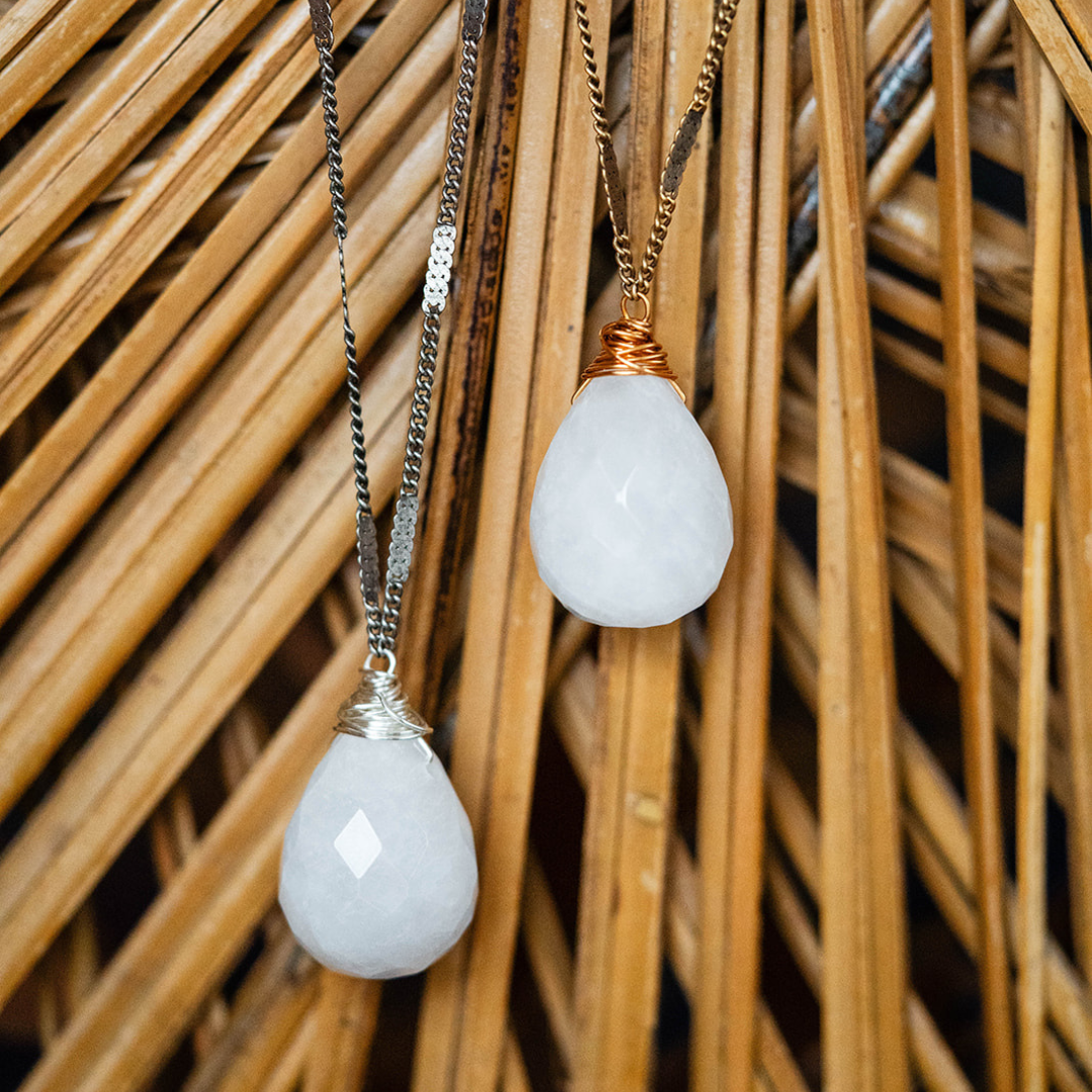 Zara Natural Stone Drop Necklace | Quartz Crystal
