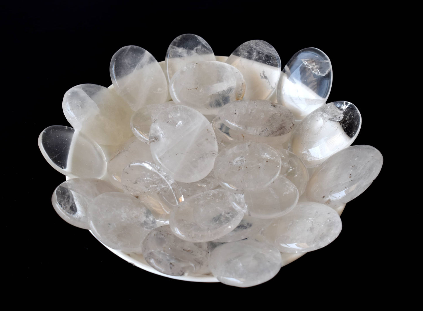 Lot of 20Pcs Clear Quartz Worry Stone(Thumb Indent Crystals)