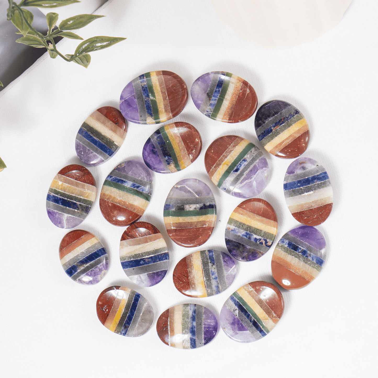 Bonded Chakra Worry Stones, Pocket Crystal, Thumb Stones