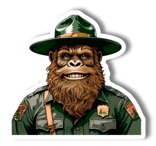 Happy Park Ranger Sasquatch or Bigfoot Vinyl 3" Sticker