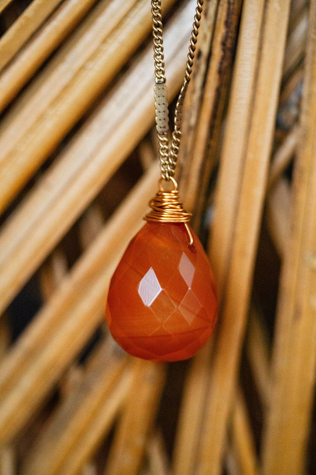 Zara Natural Stone Drop Necklace | Carnelian