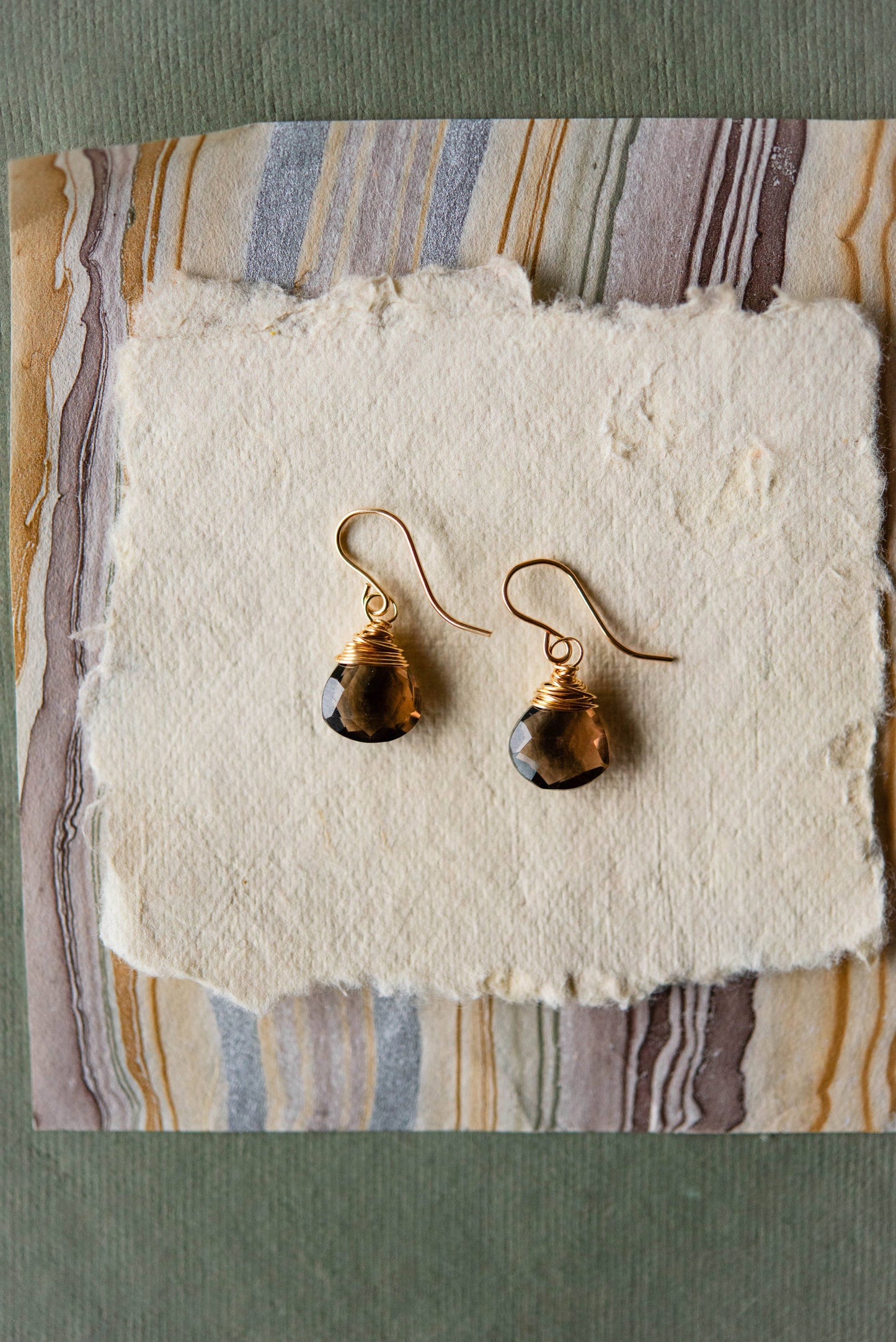 Pantone Earrings - Smokey Quartz Natural Stone Earrings