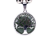 Round Metal Tree of Life Stone Pendant Adjustable Necklace