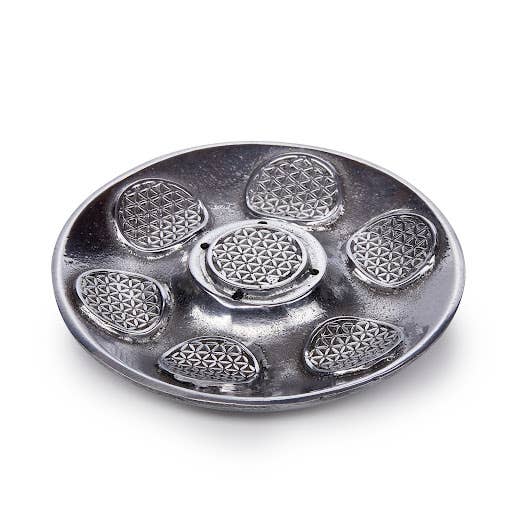 Metal Incense Burner Disc, Flower of Life