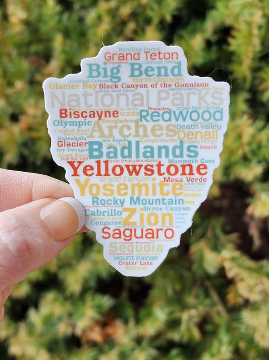 National Parks Names Arrowhead 3-inch Sticker