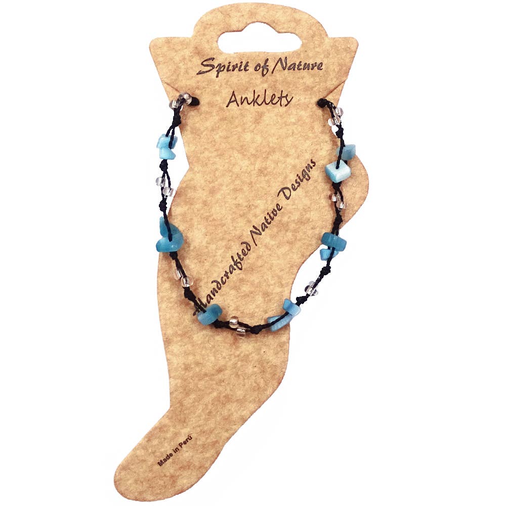 Chip Stone Macrame Pull Tie Anklet