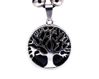 Round Metal Tree of Life Stone Pendant Adjustable Necklace