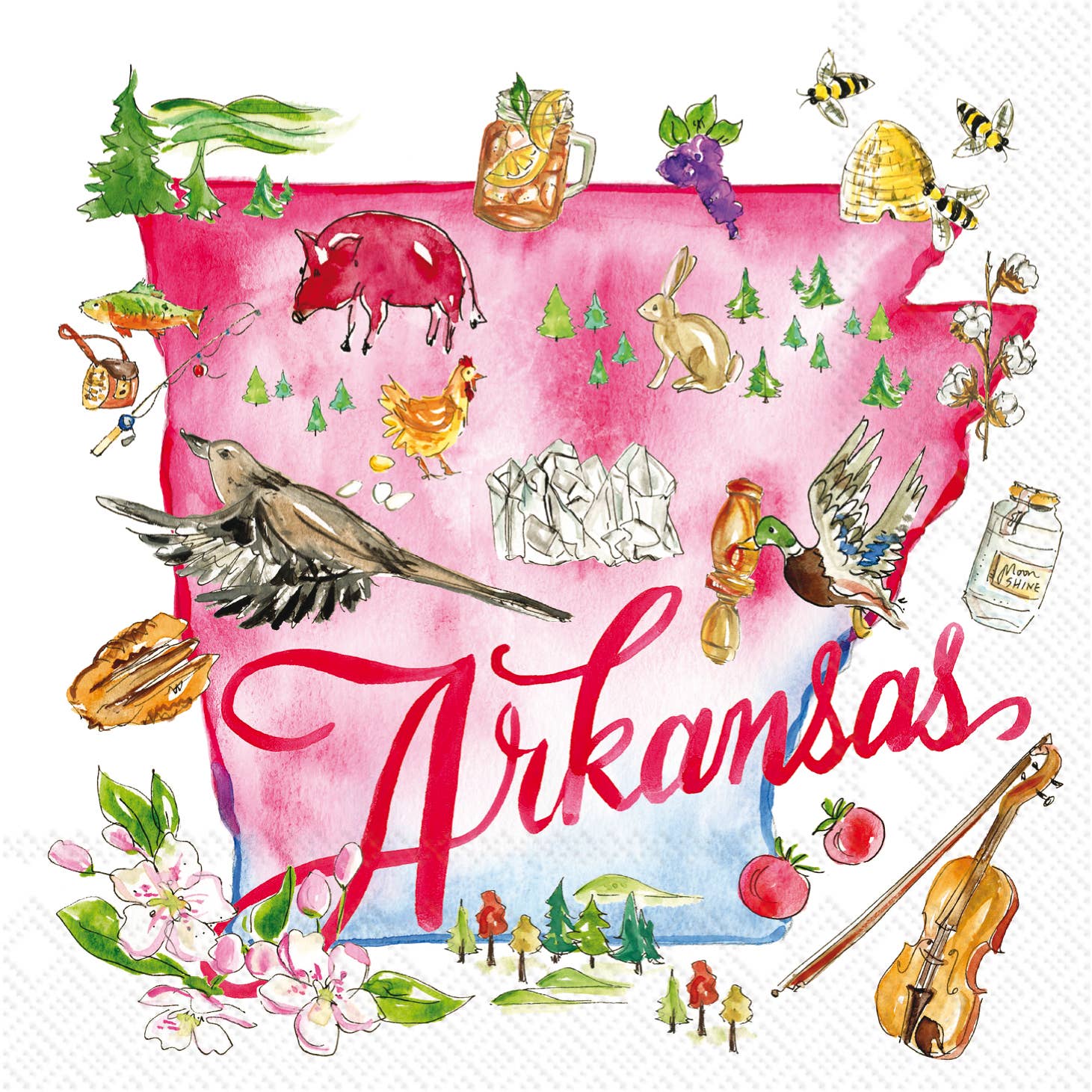 Paper Cocktail Napkins 20 ct AR ARKANSAS State Collection