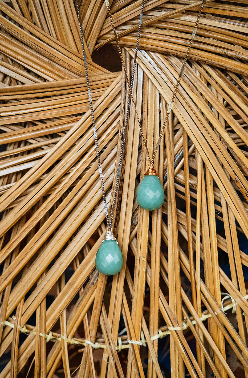 Zara Natural Stone Drop Necklace | Green Aventurine