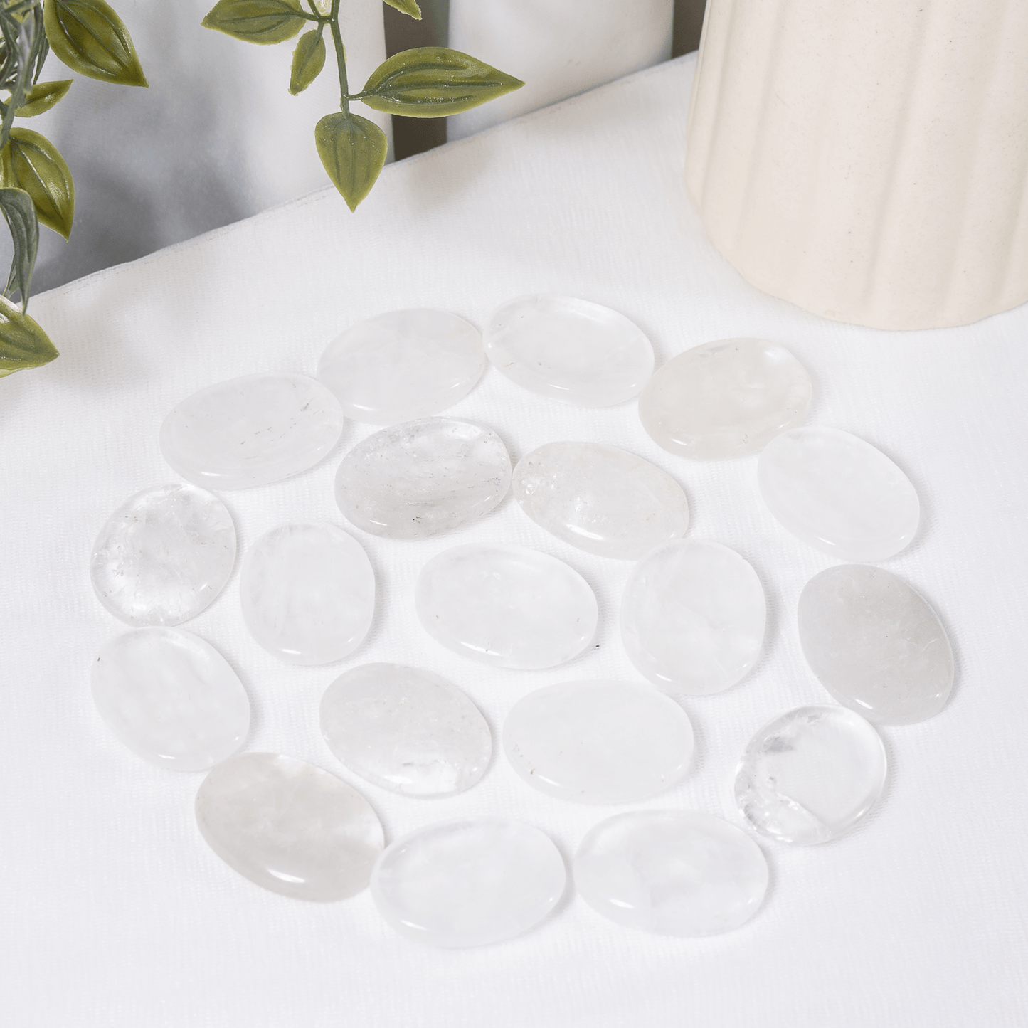 Lot of 20Pcs Clear Quartz Worry Stone(Thumb Indent Crystals)