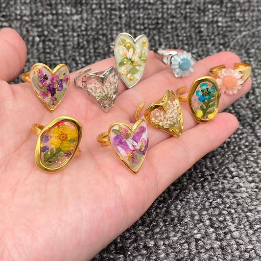 18K Gold Plated S.Steel Floral Adjustable Rings - PDF/FGS