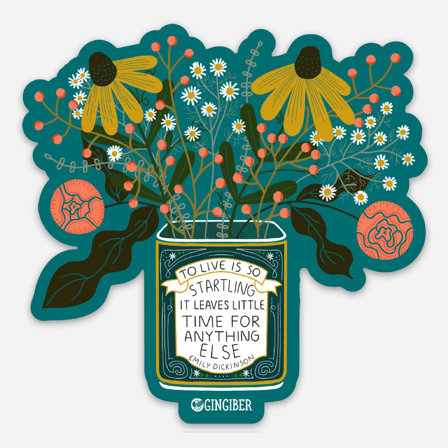 Flower Tin Sticker - Die-Cut, Botanical