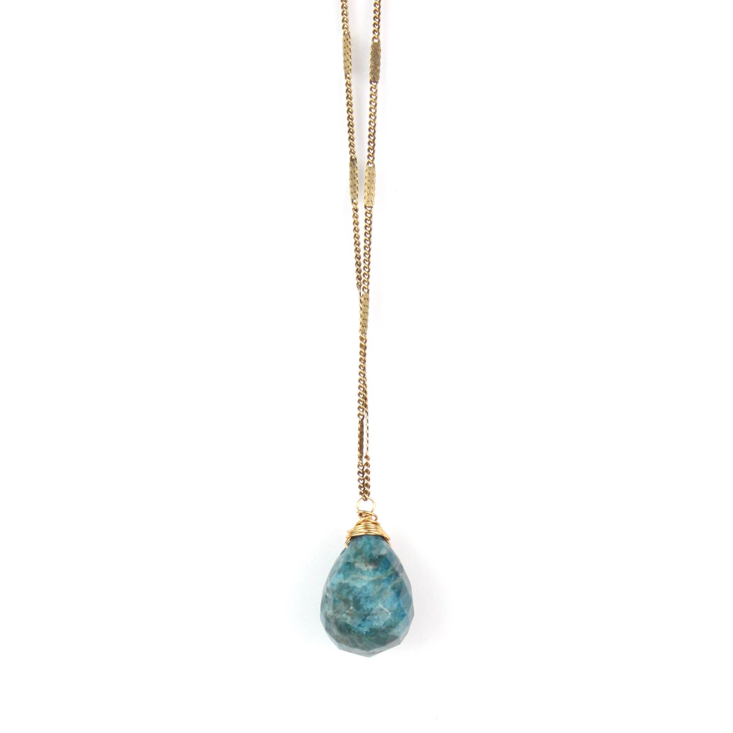 Zara Natural Stone Drop Necklace | Apatite