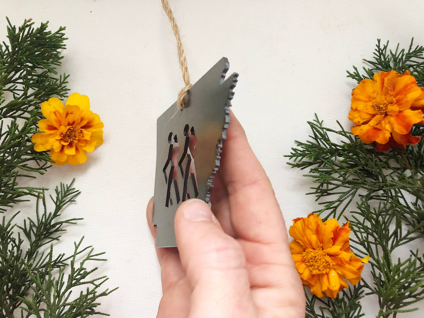 Arkansas State Hikers Ornament made from Raw Steel