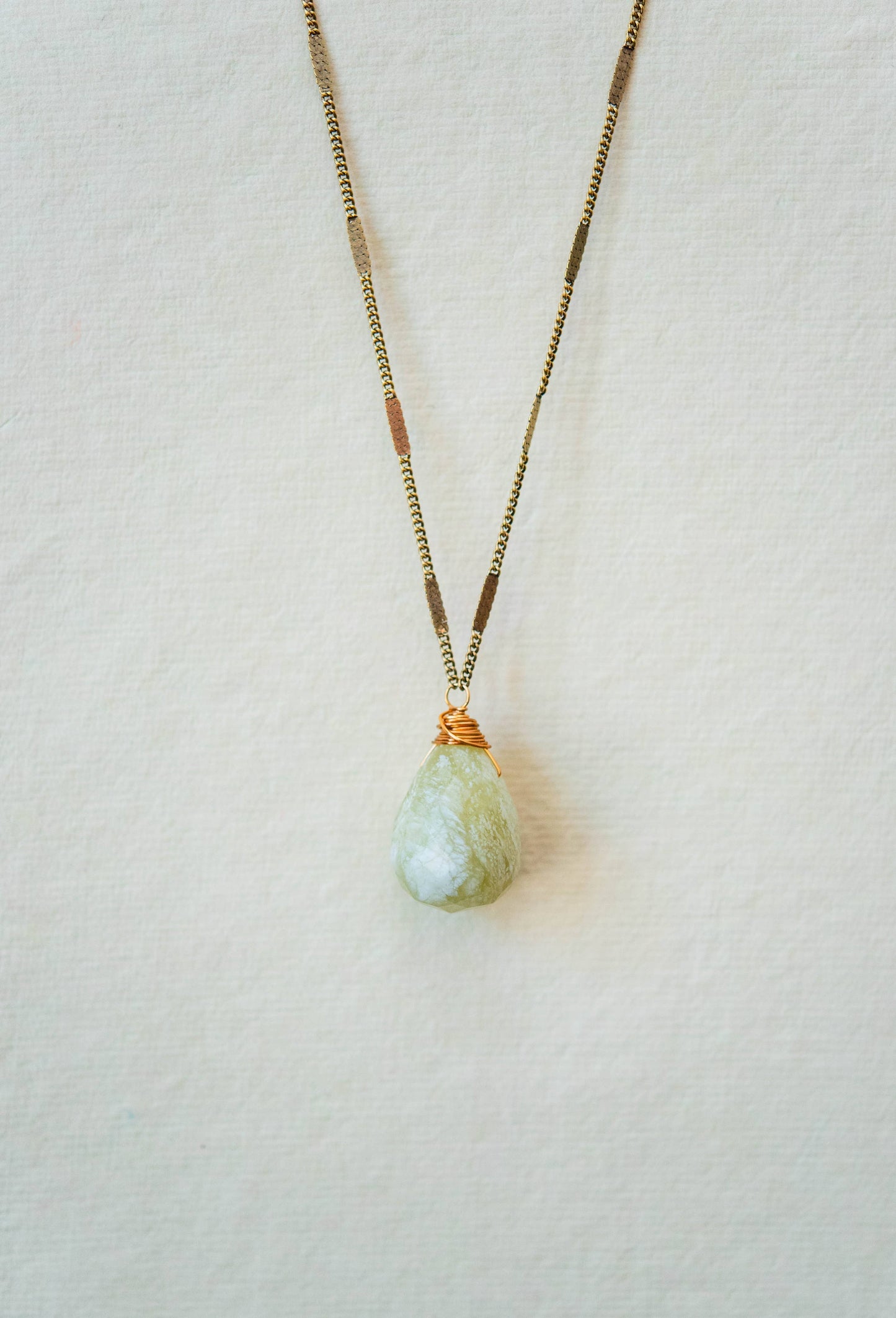 Zara Natural Stone Drop Necklace | New Jade