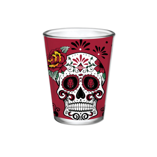 2oz Arkansas Razorbacks Dia de los Muertos Skull Shot Glass