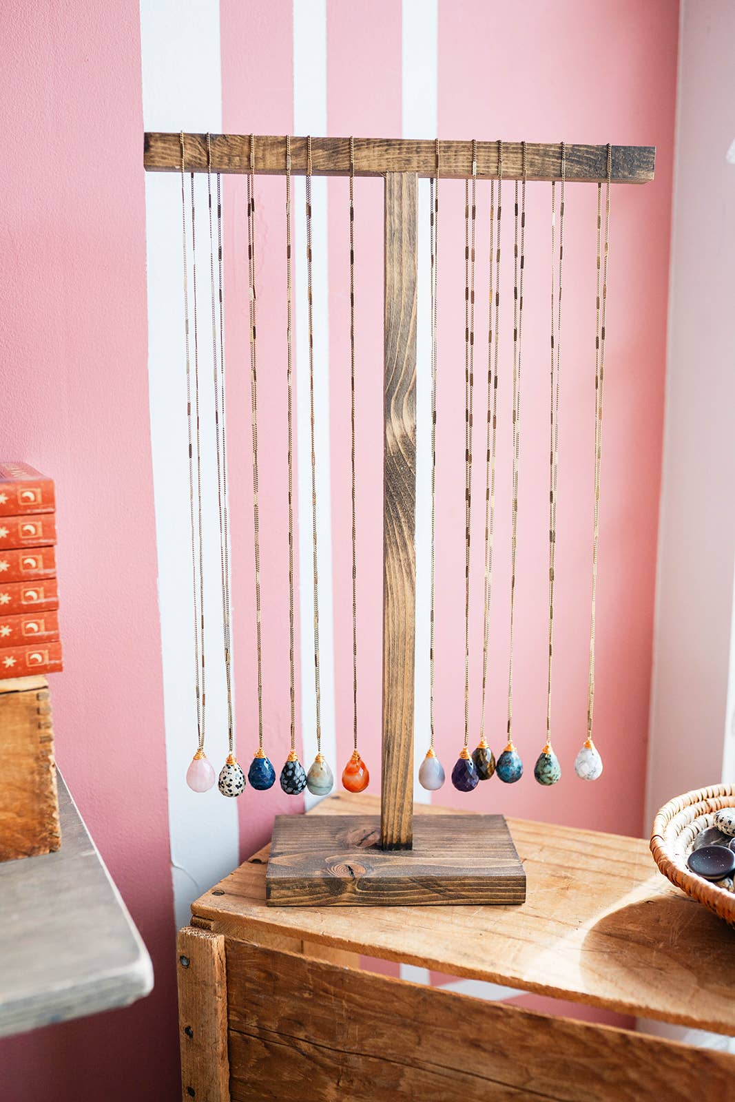 Zara Natural Stone Drop Necklace | Lapis