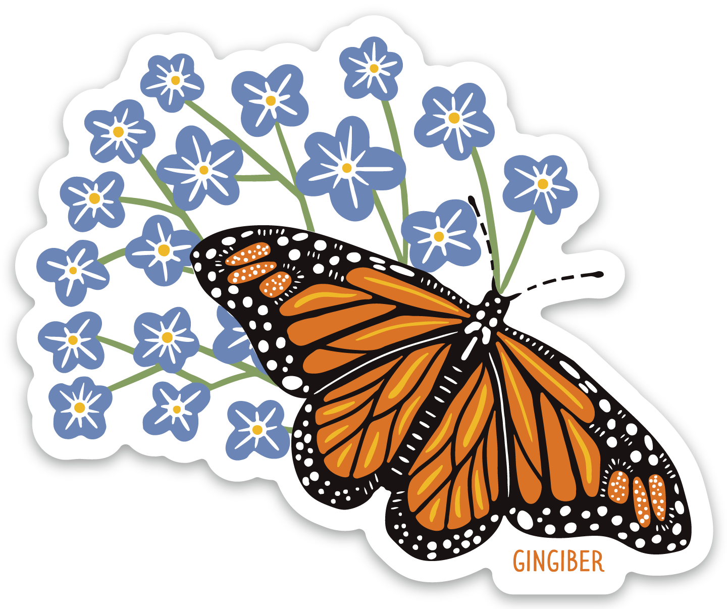 Summer Butterfly Sticker - Die-Cut