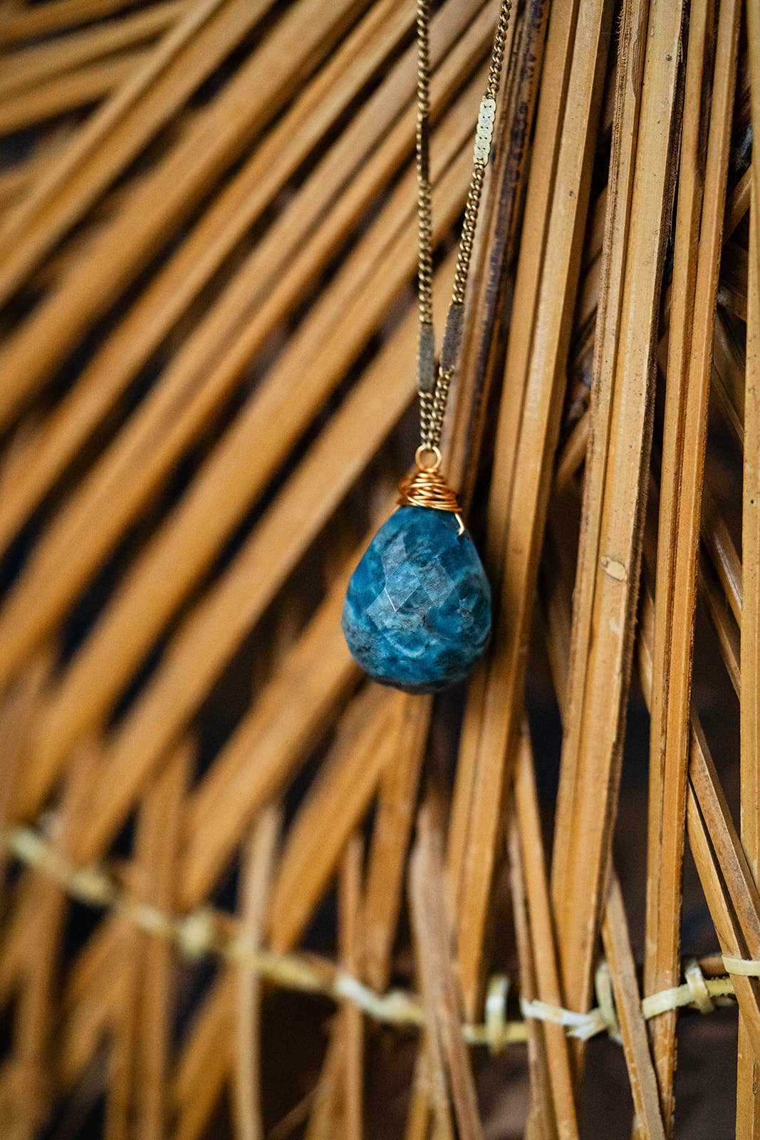 Zara Natural Stone Drop Necklace | Apatite