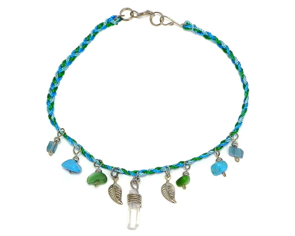 Crystal Chip Stone Macrame Rope Anklet