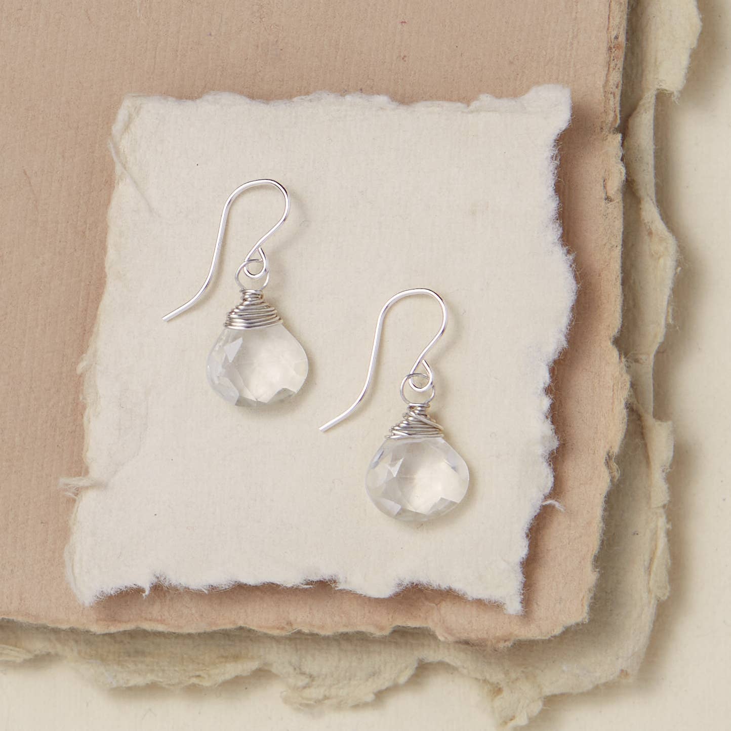 Pantone Earrings - Clear Quartz Natural Stone Earrings