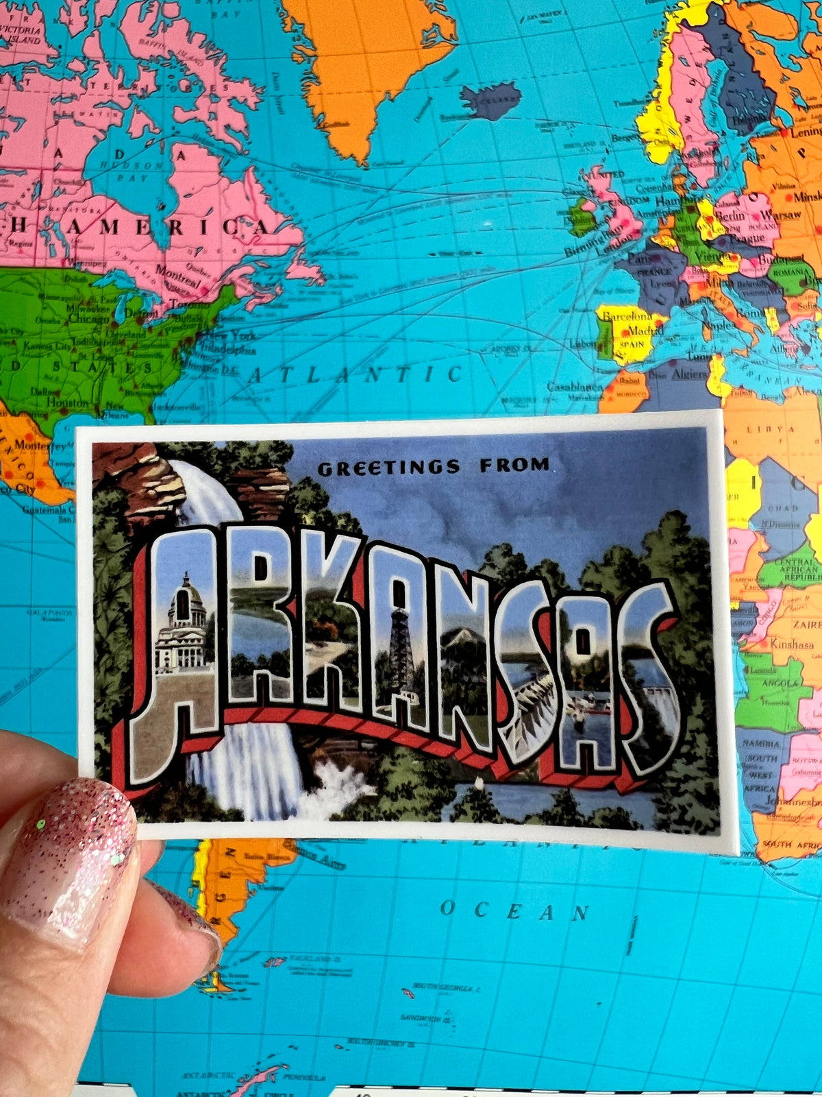 Arkansas Postcard Laptop Sticker Water Bottle Decal